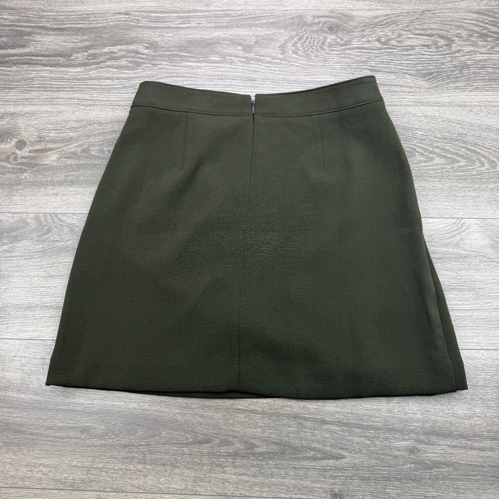 Ann Taylor LOFT Faux Wrap Skirt Womens 6 Olive Green Military Button Front Mini - Picture 9 of 14